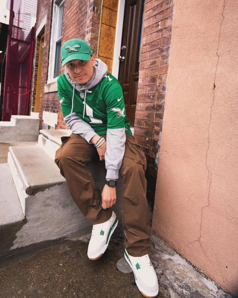 Anthony Ramos in Eagles gear (Underserved) 