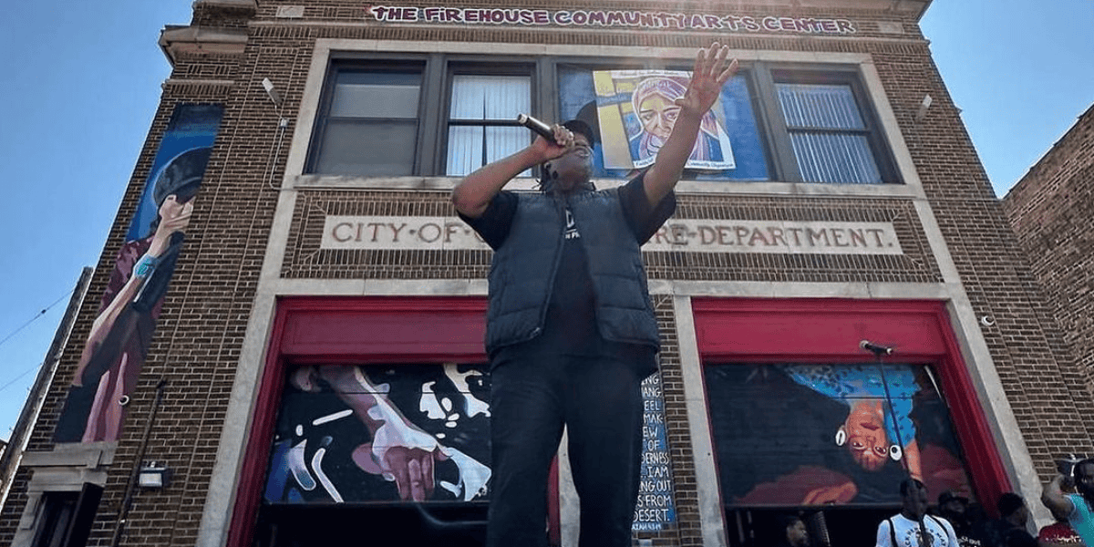 KRS ONE in front of The Firehouse Community Arts Center COTB 06042024
